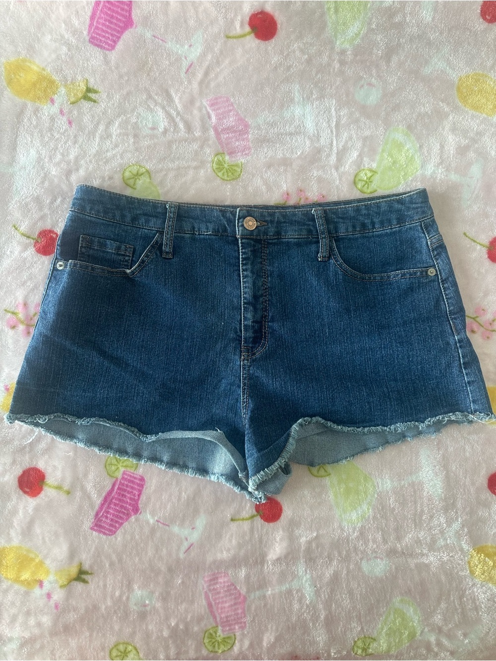 wild fable Dark Blue Denim Frayed Hem Shorts